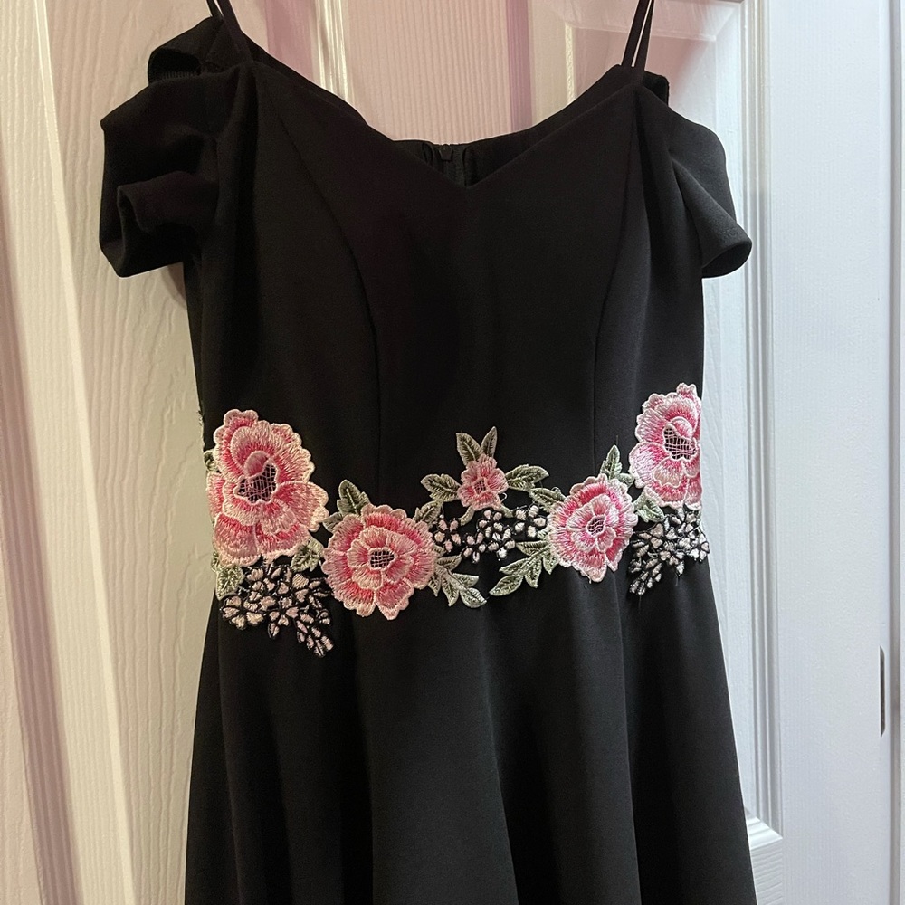 Brand new black off shoulder high low dress